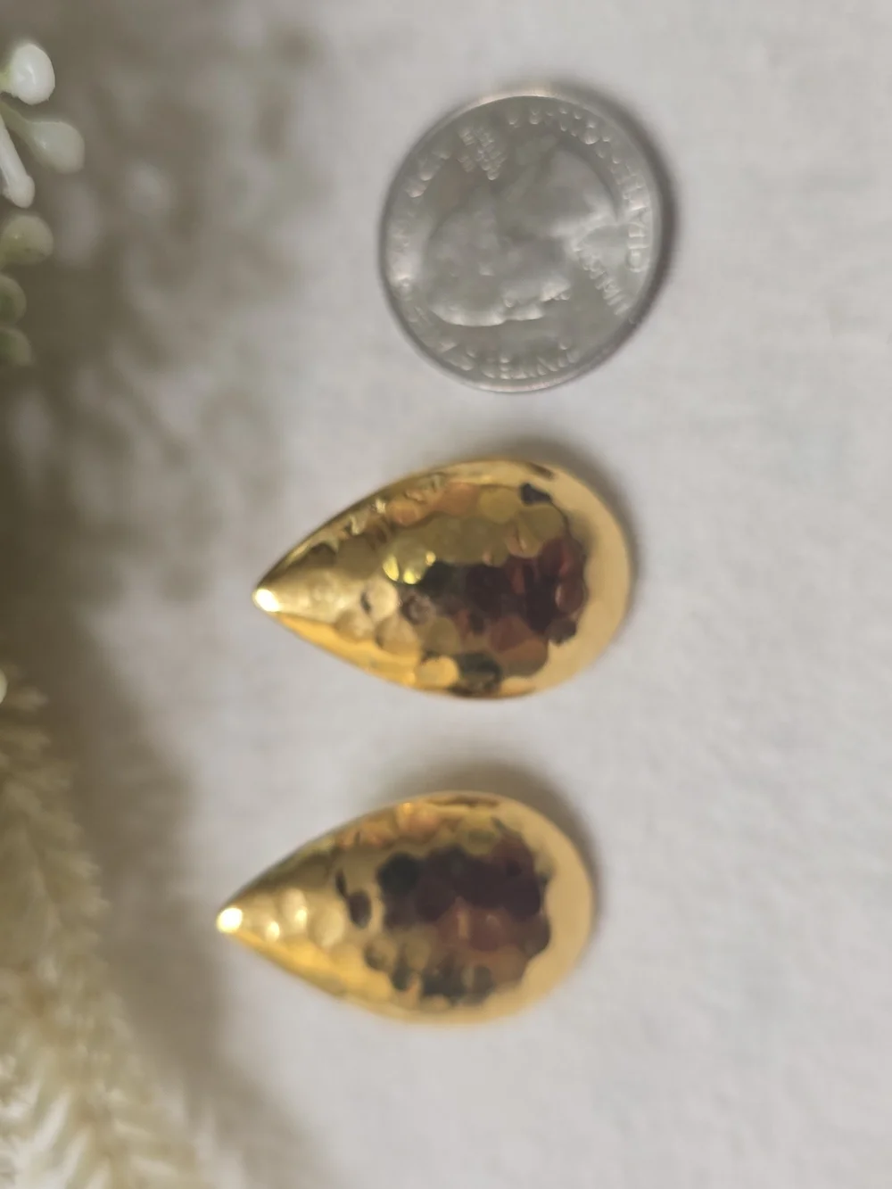 Gold Hammered Teardrop Earrings